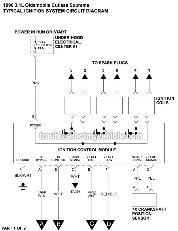 Ignition System Circuit Diagram (1996 3.1L V6 Oldsmobile Cutlass Supreme)