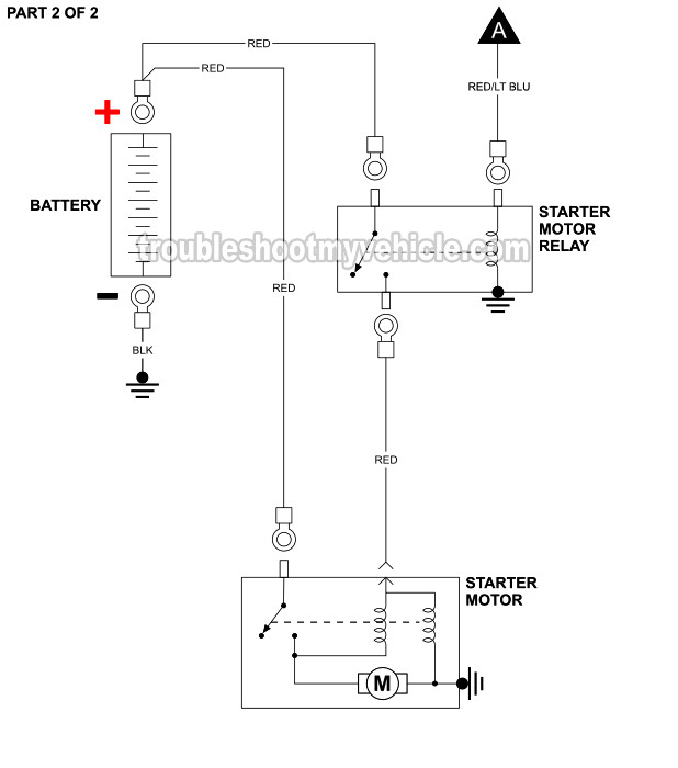 Part 2 of 2: Starter Motor Circuit Wiring Diagram Without Anti-Theft System (1992, 1993 4.9L, 5.0L, 5.8L Ford E150, E250, E350) Part 2 of 2: Starter Motor Circuit Wiring Diagram Without Anti-Theft System (1992, 1993 4.9L, 5.0L, 5.8L Ford E150, E250, E350)