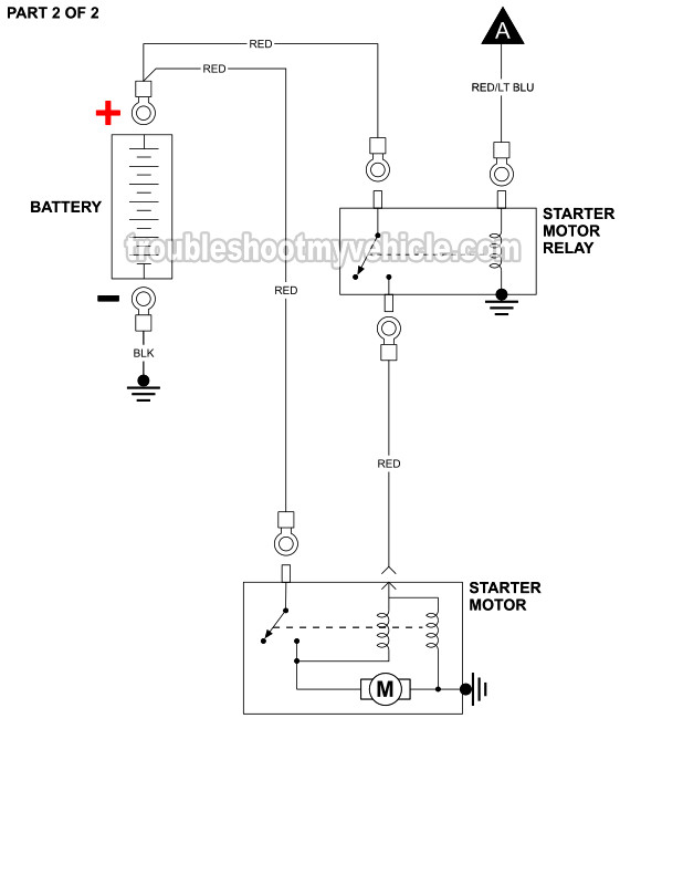 Part 2 of 2: Starter Motor Circuit Wiring Diagram Without Anti-Theft System (1994, 1995 4.9L, 5.0L, 5.8L Ford E150, E250, E350) Part 2 of 2: Starter Motor Circuit Wiring Diagram Without Anti-Theft System (1994, 1995 4.9L, 5.0L, 5.8L Ford E150, E250, E350)