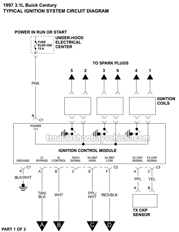 Ignition System Wiring Diagram (1997 3.1L V6 Buick Century)