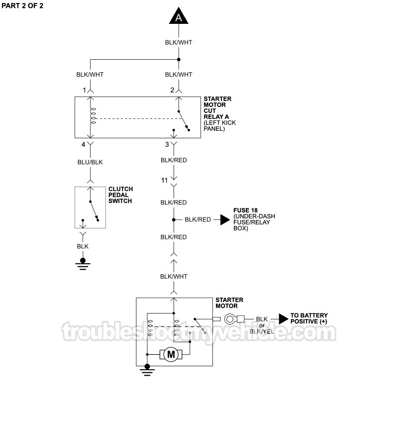 PART 2 of 2: 1992 1.5L Honda Civic And Civic Del Sol Starter Motor Wiring Diagram. With Manual Transaxle (W Anti-Theft). PART 2 of 2: 1992 1.5L Honda Civic And Civic Del Sol Starter Motor Wiring Diagram. With Manual Transaxle (W Anti-Theft).