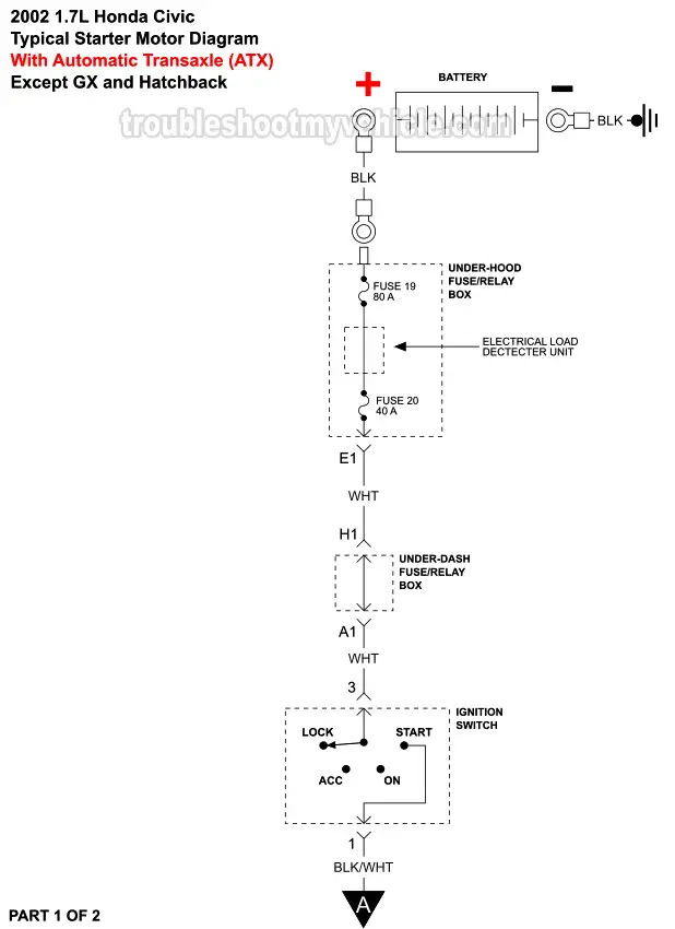 Starter Motor Wiring Diagram (2002 1.7L Honda Civic)