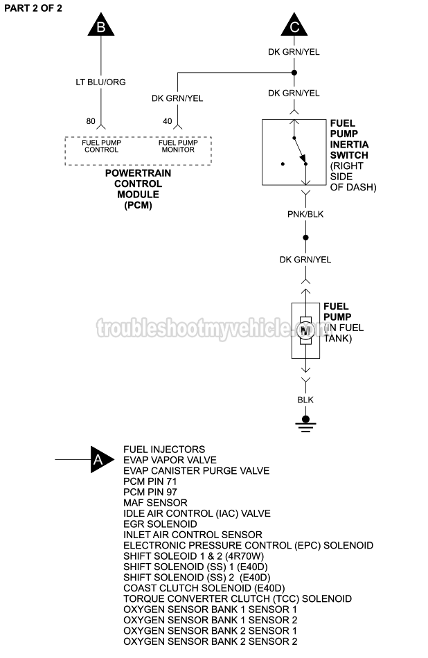 Fuel Pump Circuit Diagram (1997, 1998, 1999 4.6L And 5.4L V8 Ford E150, E250, E350) Fuel Pump Circuit Diagram (1997, 1998, 1999 4.6L And 5.4L V8 Ford E150, E250, E350)