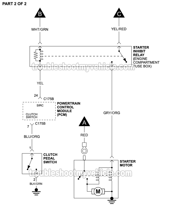 Starter Motor Circuit Wiring Diagram W/ Manual Transmission (2012, 2013 1.6L Ford Fiesta) Starter Motor Circuit Wiring Diagram W/ Manual Transmission (2012, 2013 1.6L Ford Fiesta)