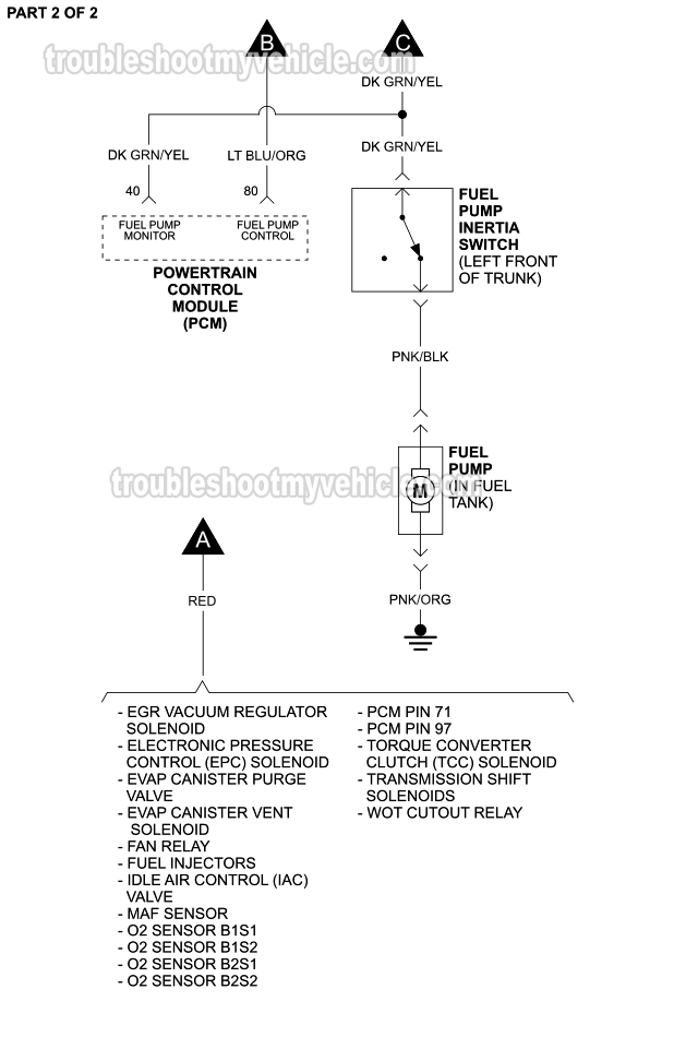 Fuel Pump Circuit Wiring Diagram (1996, 1997 4.6L V8 Ford Crown Victoria And Mercury Grand Marquis) Fuel Pump Circuit Wiring Diagram (1996, 1997 4.6L V8 Ford Crown Victoria And Mercury Grand Marquis)