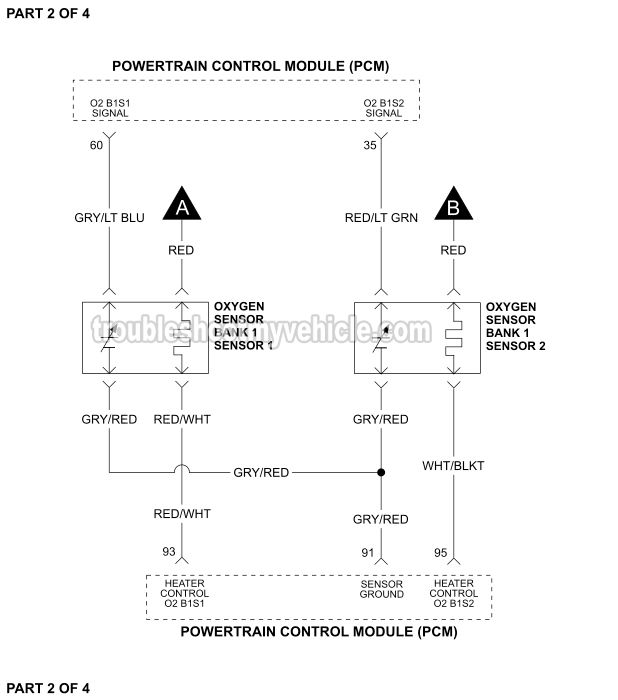 Part 2 of 4: Oxygen Sensor Circuit Wiring Diagram (1997, 1998, 1999 4.6L V8 Ford E150, E250)