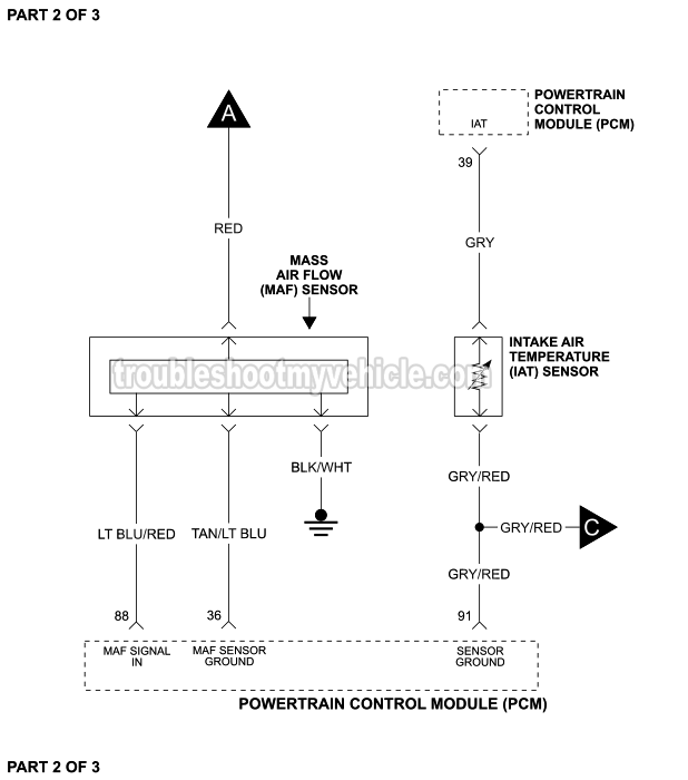 Part 2 of 3: MAF And IAT Sensors Circuit Wiring Diagram (1996, 1997 4.6L V8 Ford Crown Victoria And Mercury Grand Marquis) Part 2 of 3: MAF And IAT Sensors Circuit Wiring Diagram (1996, 1997 4.6L V8 Ford Crown Victoria And Mercury Grand Marquis)