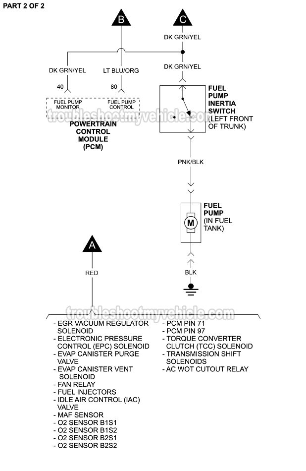 Fuel Pump Circuit Wiring Diagram (2001-2002 4.6L Ford Crown Victoria And Mercury Grand Marquis) Fuel Pump Circuit Wiring Diagram (2001-2002 4.6L Ford Crown Victoria And Mercury Grand Marquis)