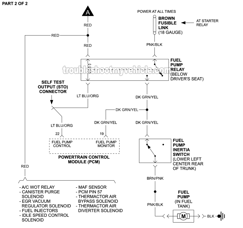 PART 2 of 2: Fuel Pump Circuit Wiring Diagram (1991 5.0L V8 Ford Mustang) PART 2 of 2: Fuel Pump Circuit Wiring Diagram (1991 5.0L V8 Ford Mustang)