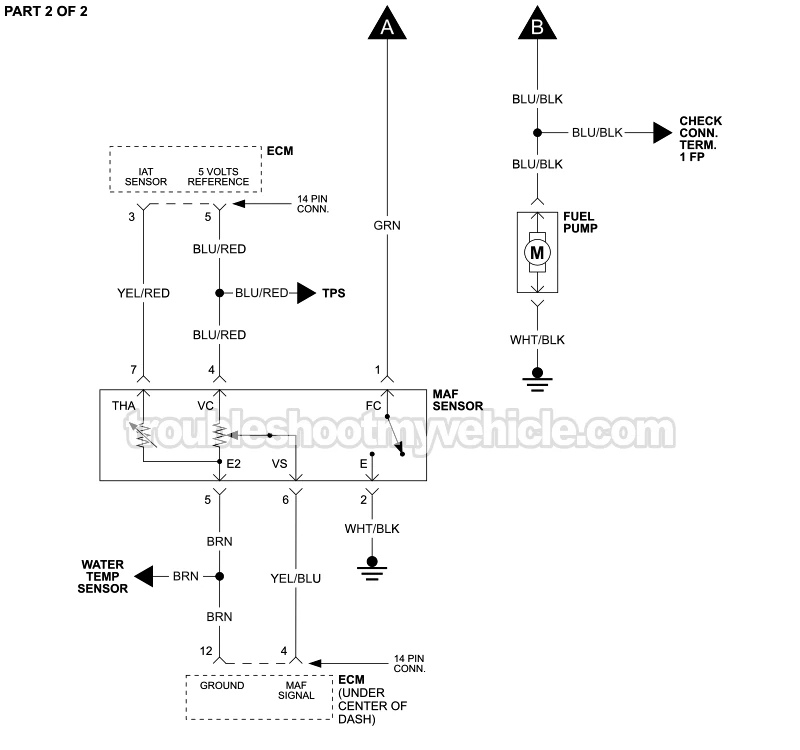 PART 2 of 2: MAF Sensor And Fuel Pump Circuit Wiring Diagram (1987 2.0L Toyota Camry) PART 2 of 2: MAF Sensor And Fuel Pump Circuit Wiring Diagram (1987 2.0L Toyota Camry)