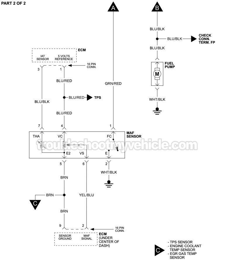 PART 2 of 2: MAF Sensor And Fuel Pump Circuit Wiring Diagram (1992, 1993 3.0L V6 Toyota Camry) PART 2 of 2: MAF Sensor And Fuel Pump Circuit Wiring Diagram (1992, 1993 3.0L V6 Toyota Camry)
