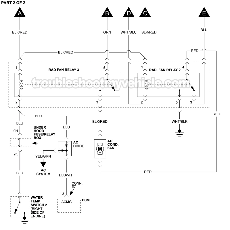 PART 2 OF 2: Radiator Cooling Fan And Condenser Fan Circuit Wiring Diagram (2002, 2003 3.0L V6 Toyota Camry) PART 2 OF 2: Radiator Cooling Fan And Condenser Fan Circuit Wiring Diagram (2002, 2003 3.0L V6 Toyota Camry)