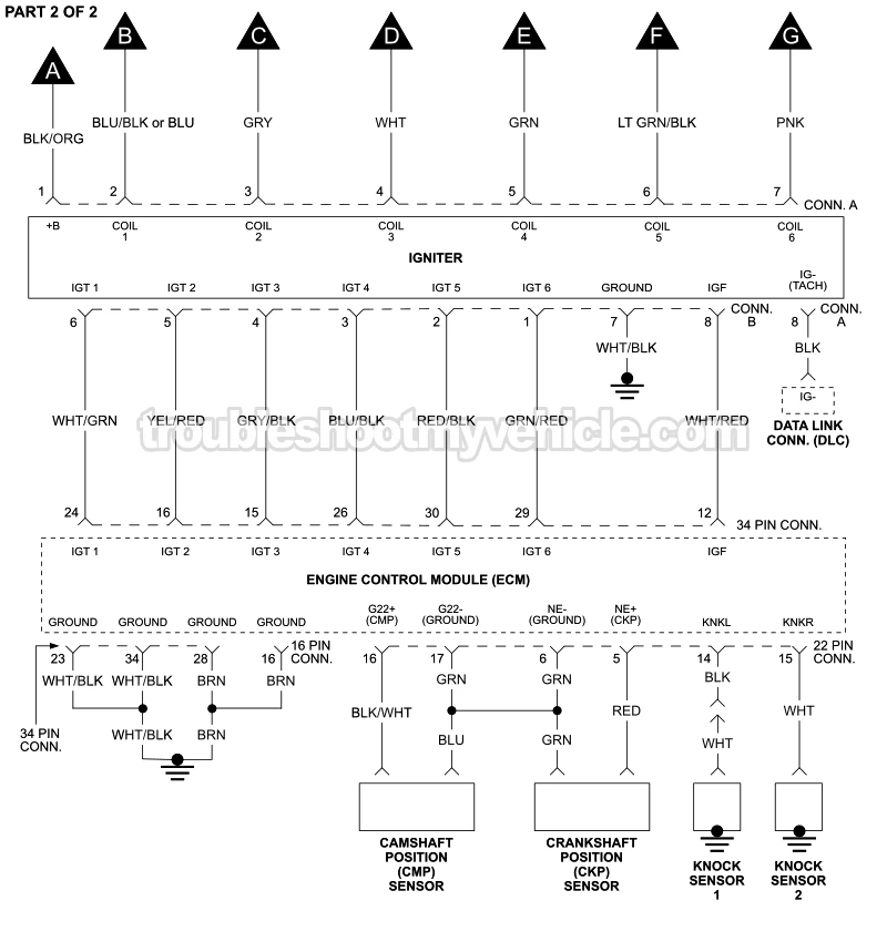 PART 2 of 2: Ignition System Circuit Wiring Diagram (1995 3.0L V6 Toyota Camry) PART 2 of 2: Ignition System Circuit Wiring Diagram (1995 3.0L V6 Toyota Camry)