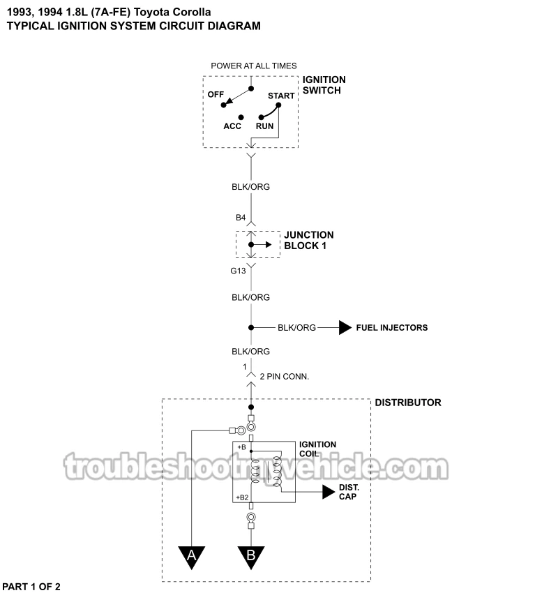 Ignition System Wiring Diagram (1993-1994 1.8L Toyota Corolla)