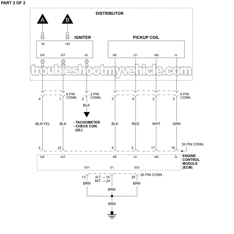 PART 2 of 2: Ignition System Circuit Wiring Diagram (1993, 1994 1.8L 7A-FE Toyota Corolla) PART 2 of 2: Ignition System Circuit Wiring Diagram (1993, 1994 1.8L 7A-FE Toyota Corolla)
