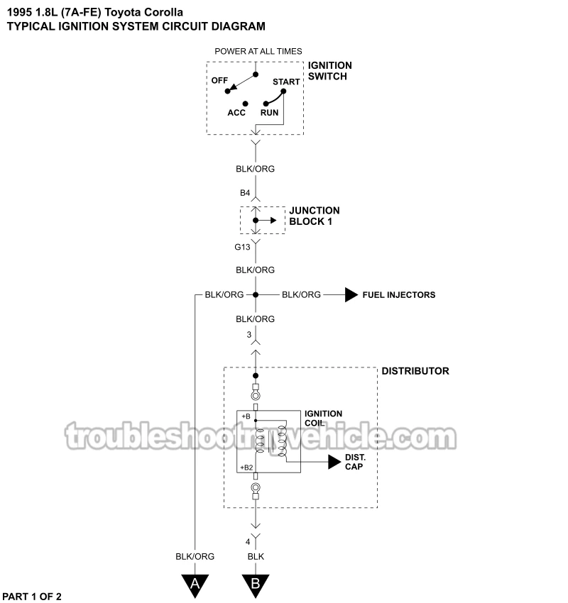 Ignition System Wiring Diagram (1995 1.8L Toyota Corolla)