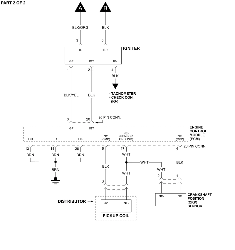PART 2 of 2: Ignition System Circuit Wiring Diagram (1995 1.8L 7A-FE Toyota Corolla) PART 2 of 2: Ignition System Circuit Wiring Diagram (1995 1.8L 7A-FE Toyota Corolla)