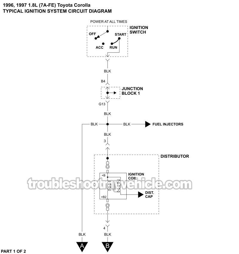 Ignition System Wiring Diagram (1996-1997 1.8L Toyota Corolla)