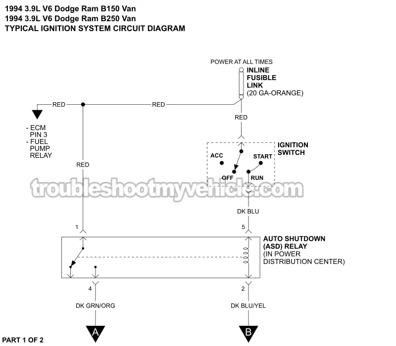 Ignition System Wiring Diagram (1994 3.9L V6 Dodge Ram Van)