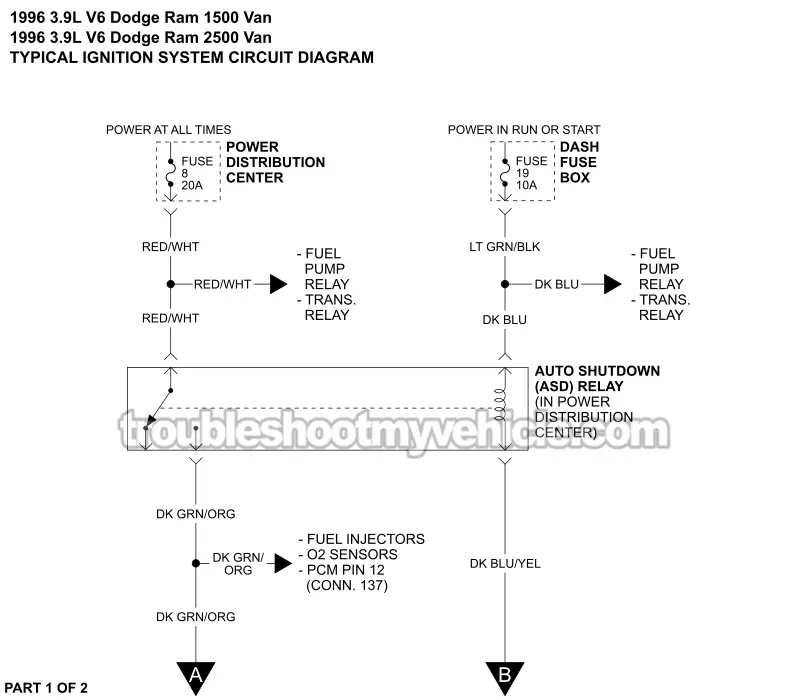 Ignition System Wiring Diagram (1996 3.9L V6 Dodge Ram Van)