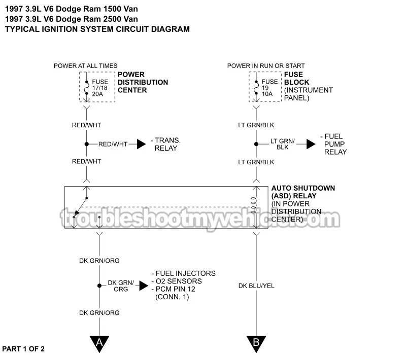 Ignition System Wiring Diagram (1997 3.9L V6 Dodge Ram Van)