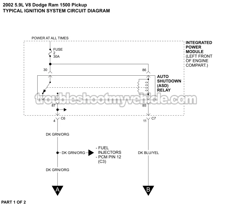 Ignition System Wiring Diagram (2002 5.9L V8 Dodge Ram Pickup)
