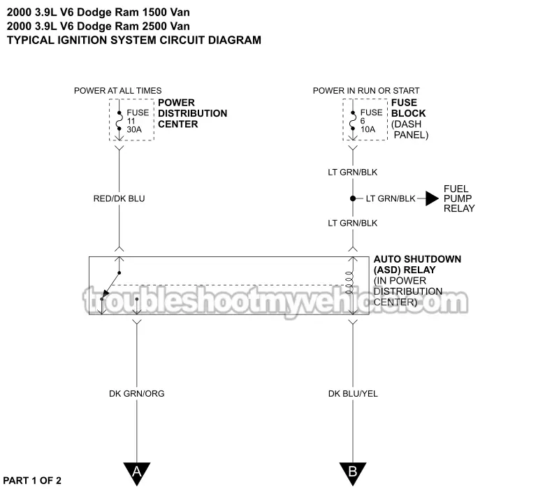 Ignition System Wiring Diagram (2000 3.9L V6 Dodge Ram Van)