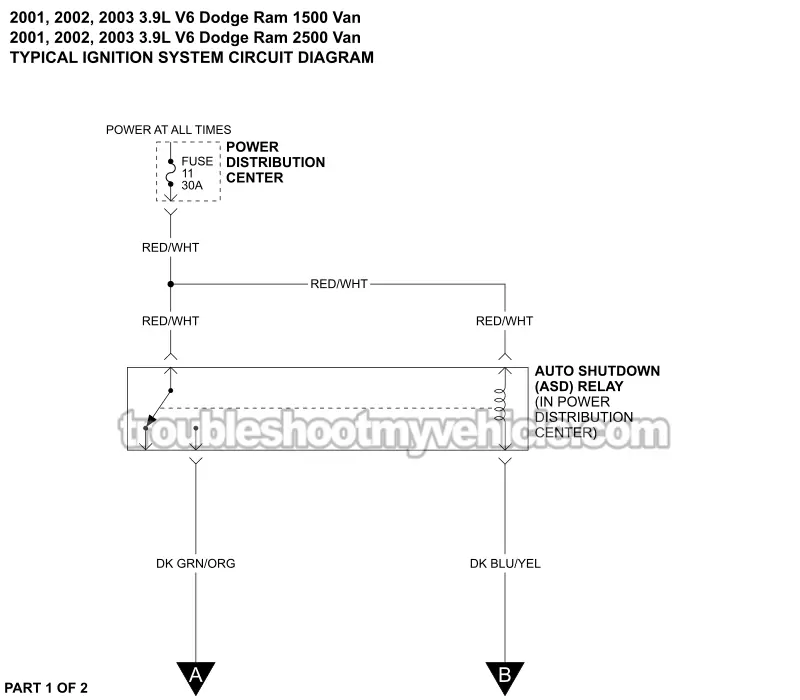 Ignition System Wiring Diagram (2001-2003 3.9L V6 Dodge Ram Van)
