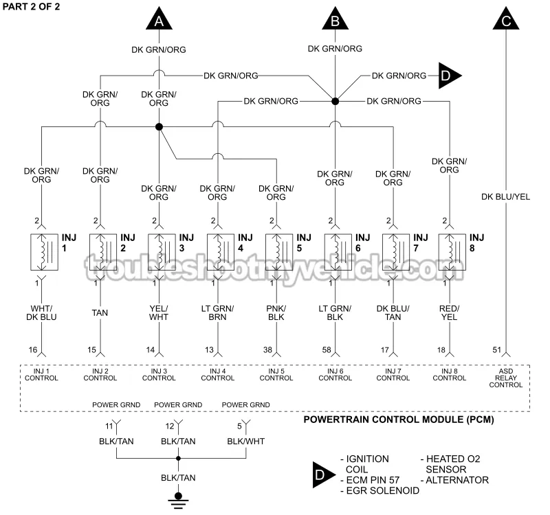 PART 2 OF 2 -Fuel Injector Wiring Diagram. 1992 5.2L V8 Dodge Ram Pickup