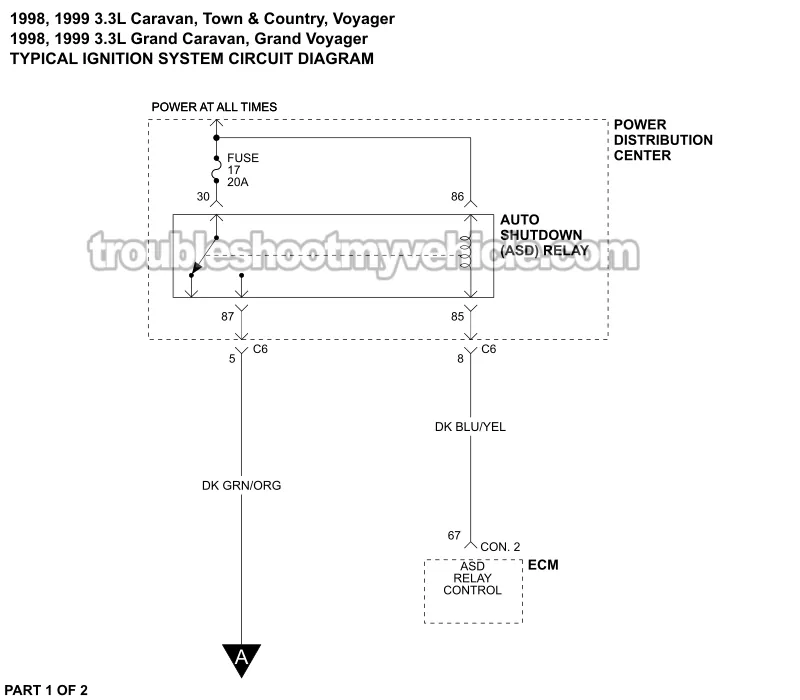 Ignition System Wiring Diagram (1998-1999 3.3L V6 Chrysler, Dodge, And Plymouth Minivan)