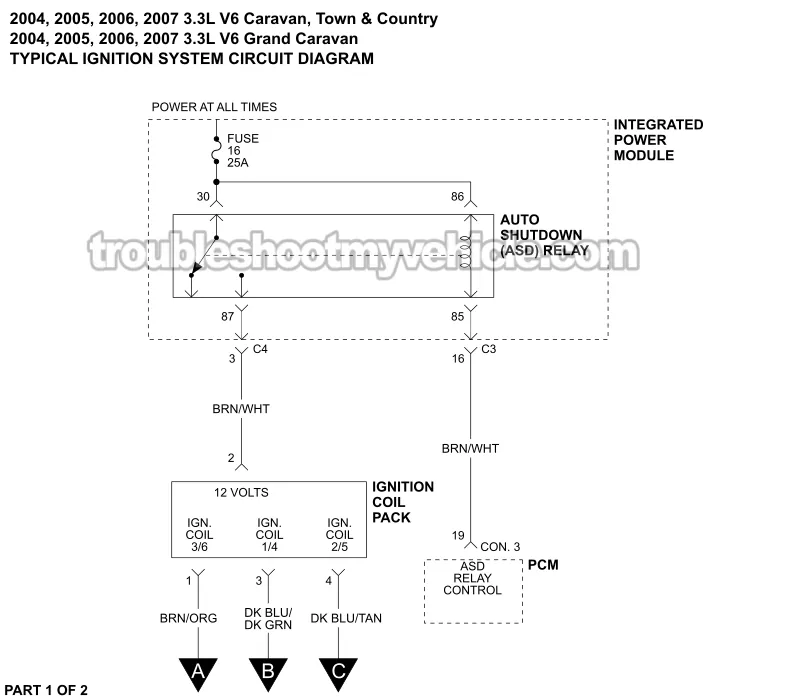 Ignition System Wiring Diagram (2004-2007 3.3L V6 Chrysler And Dodge Minivan)