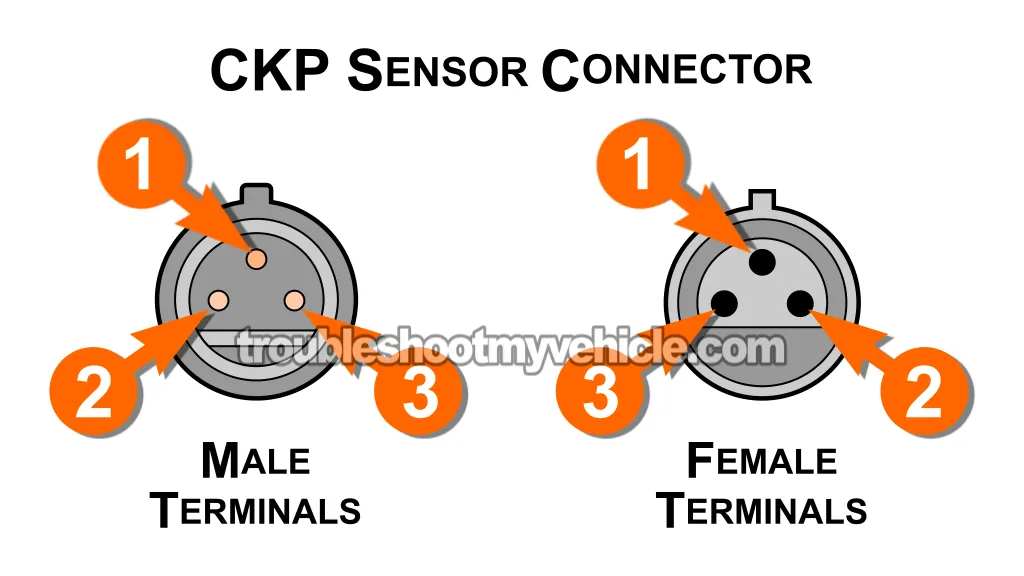 Crankshaft Position Sensor Connector Pinout. How To Test The CKP Sensor (1990, 1991, 1992, 1993 3.3L V6 Chrysler, Dodge, And Plymouth Minivan)