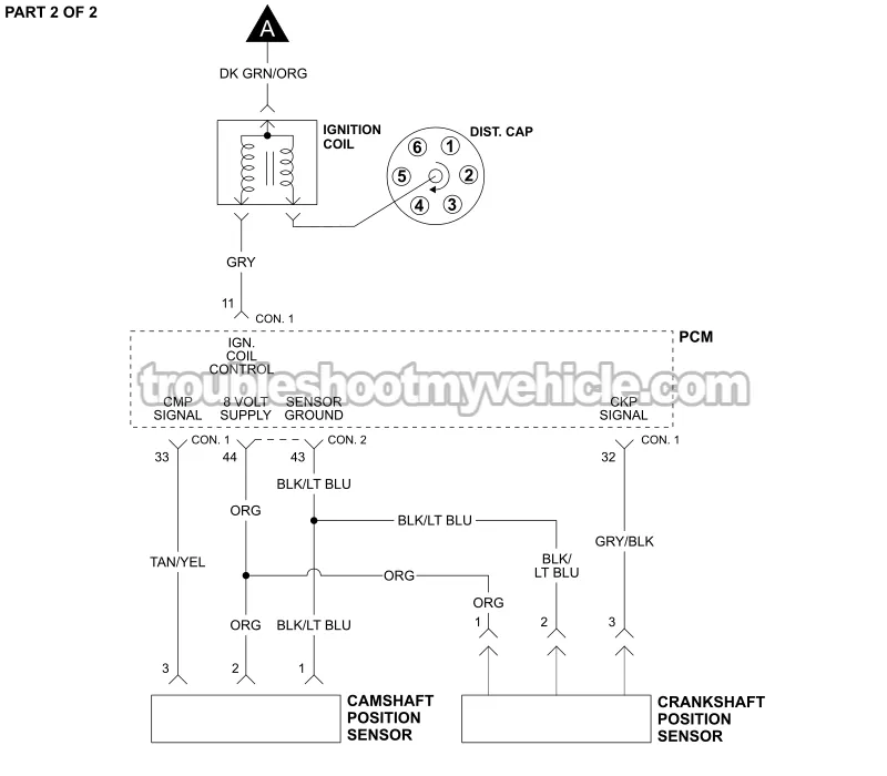PART 2 of 2 -Ignition System Wiring Diagram. 1996, 1997 3.0L V6 Caravan, Grand Caravan, Voyager, Grand Voyager
