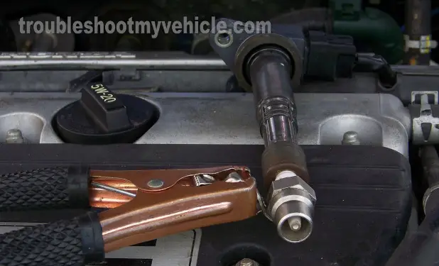 Checking The COP Coil For Spark With A Spark Tester. How To Test The Ignition Coils (2003, 2004, 2005, 2006 2.4L Honda Accord And Element) Checking The COP Coil For Spark With A Spark Tester. How To Test The Ignition Coils (2003, 2004, 2005, 2006 2.4L Honda Accord And Element)