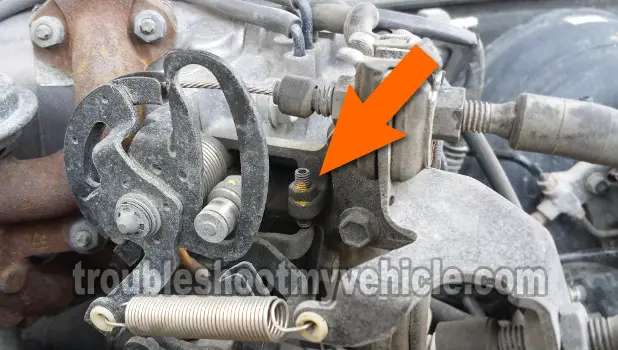 Location Of The Throttle Stop Screw. TPS Idle Switch Multimeter Test (1987, 1988, 1989, 1990, 1991 2.0L Toyota Camry)