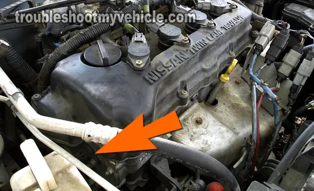 Location Of The Camshaft Position Sensor. How To Test The Camshaft Position Sensor With A Multimeter (2000, 2001, 2002 1.8L Nissan Sentra) Location Of The Camshaft Position Sensor. How To Test The Camshaft Position Sensor With A Multimeter (2000, 2001, 2002 1.8L Nissan Sentra)