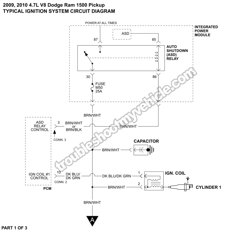 PART 1 of 3 -Ignition System Wiring Diagram. 2009, 2010 4.7L V8 Dodge Ram Pickup