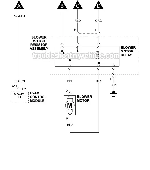 PART 2 of 2: Blower Motor Circuit Wiring Diagram With Manual AC (2002, 2003, 2004 4.2L Chevrolet TrailBlazer And GMC Envoy) PART 2 of 2: Blower Motor Circuit Wiring Diagram With Manual AC (2002, 2003, 2004 4.2L Chevrolet TrailBlazer And GMC Envoy)