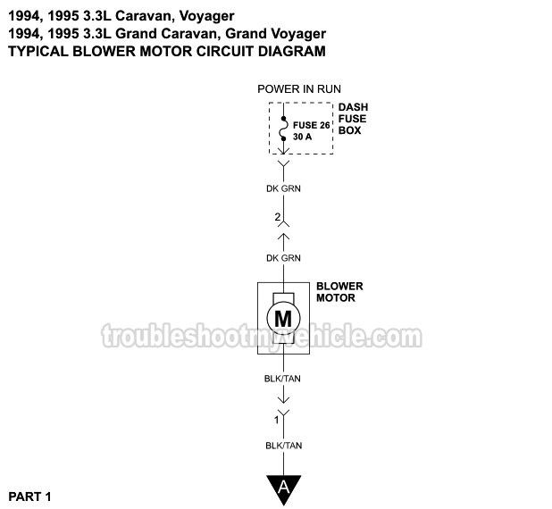 Blower Motor Circuit Wiring Diagram (1994-1995 3.3L V6 Dodge, Plymouth Minivan)