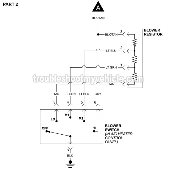 Blower Motor Circuit Wiring Diagram. 1994, 1995 3.3L V6 Caravan, Voyager, Grand Caravan, And Grand Voyager