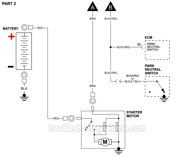 PART 2 -Starter Motor Wiring Diagram (With Automatic Transmission). 1994, 1995 2.5L Dodge Caravan And 2.5L Plymouth Voyager