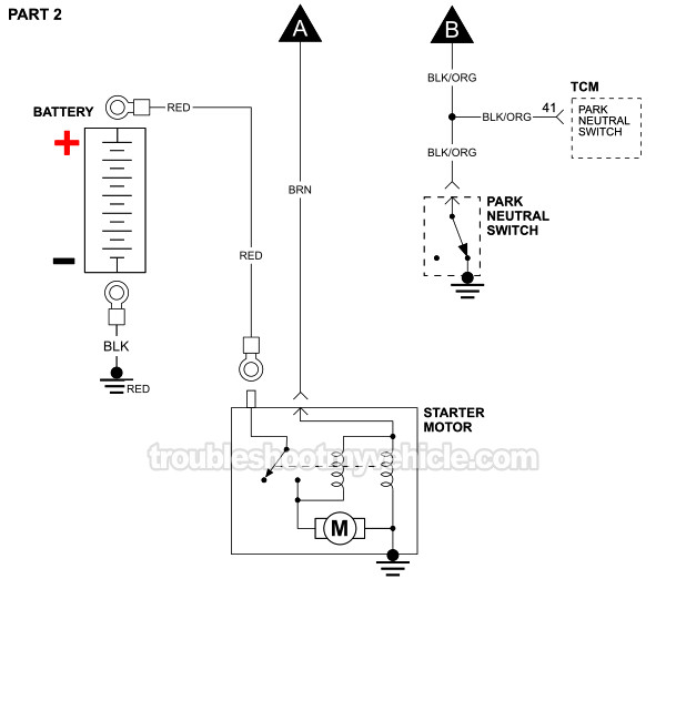 PART 2 of 2 -Starter Motor Circuit Wiring Diagram. 1994, 1995 3.3L V6 Caravan, Grand Caravan, Voyager, Grand Voyager