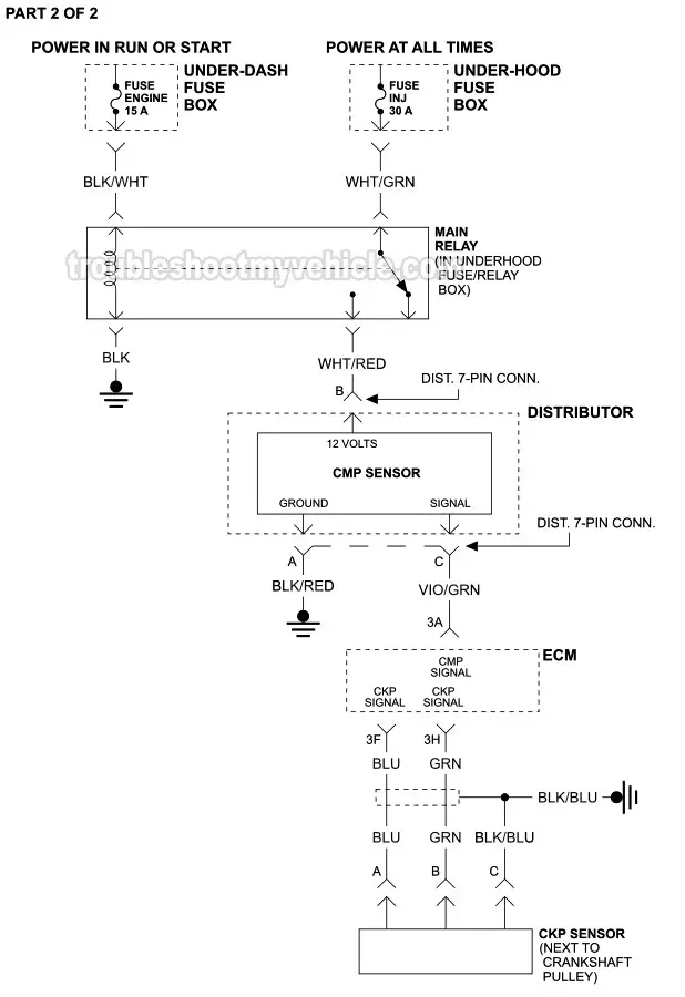 1997, 1998 1.5L Mazda Protege Ignition System Wiring Diagram