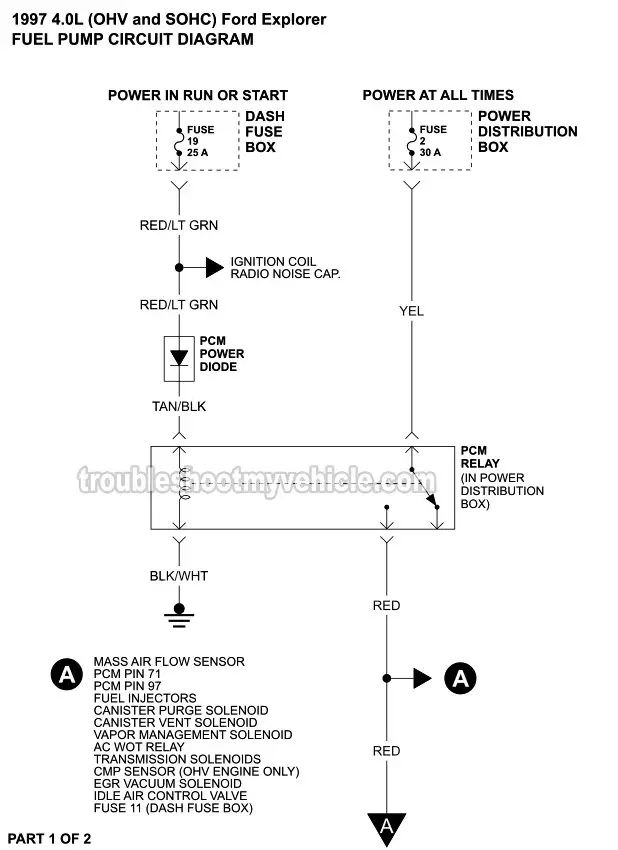Fuel Pump Circuit Wiring Diagram (1997 4.0L V6 Ford Explorer)
