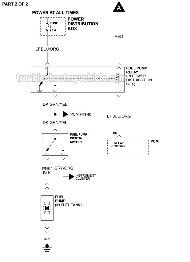 PART 2 OF 2: 1997 4.0L Ford Explorer Fuel Pump Circuit Wiring Diagram PART 2 OF 2: 1997 4.0L Ford Explorer Fuel Pump Circuit Wiring Diagram