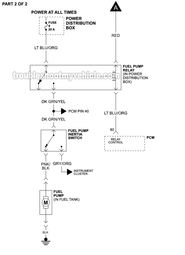 PART 2 OF 2: 1998, 1999, 2000, 2001 4.0L Ford Explorer Fuel Pump Circuit Wiring Diagram PART 2 OF 2: 1998, 1999, 2000, 2001 4.0L Ford Explorer Fuel Pump Circuit Wiring Diagram